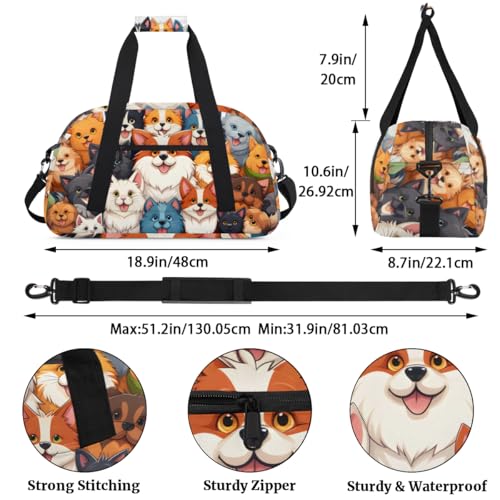 Cute Dogs Personalized Duffel Bag Weekend Overnight Travel Bag Sports Waterproof Gym Bag Lightweight Dance Bag3