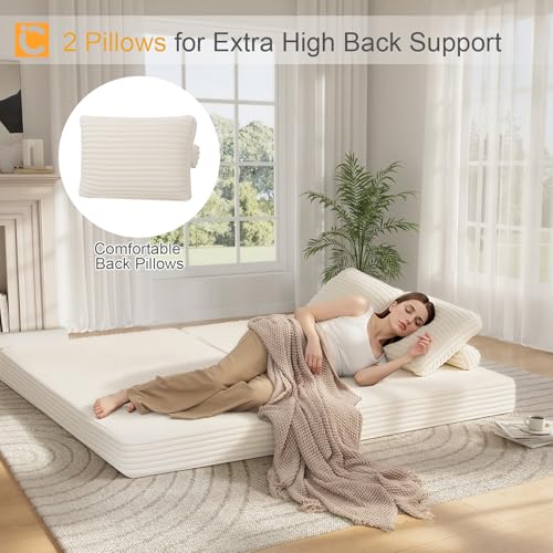 Image of COMAX Futon Sofa Bed, Convertible Sofa Bed, Folding Boneless Couches | Boneless Couch for living room, 4‑in‑1 Fold Out Small Foldable Loveseat Floor Sleeper Mattress Lounge Space‑Saving