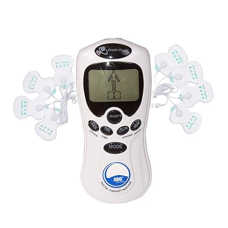 ARG HEALTHCARE Genki Digital Therapy Machine Acupuncture Pulse Massager Muscle Stimulator Portable Machine 4 Patch Digital Therapy for Back Pain Cervical Knee Pain Neck Pain Acupressure Massager for Pain Relief Relax Muscles