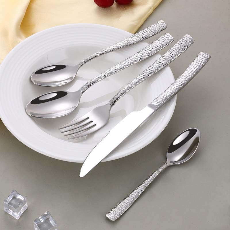 30-Piece Silverware Set Service for 6 - Thick Hammer Handle Flatware, 18/8 Stainless Steel Tableware, Dishwasher Safe/Daily Home Use Cutlery Set ? (30-Piece for 6)