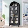GAIOUS 73 Tall Metal Arched Storage Cabinet, Modern Farmhouse File Cabinets with Doors & Adjustable Shelves, Versatile Bookcase/Display/Cupboard with Open Storage Area for Office-Black