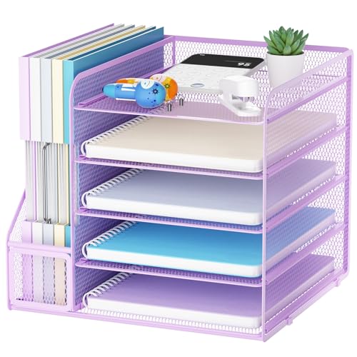 Marbrasse Desk Organizers and Accessories, 5-Tier Paper Letter Tray Organizer