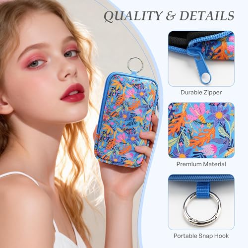 Image of KJQJLY 2 Pack Portable Tampon Organizer Bag Tampon Holder & Storage Case with Zipper for Travel, Discreet Period Bag for Purse, Waterproof Feminine Products Pouch for Women (Flower)