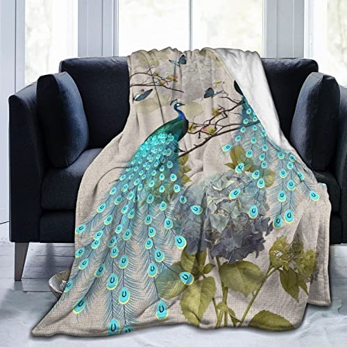 Ngocanh Peacock Throw Blankets Flannel Fur Blanket 60
