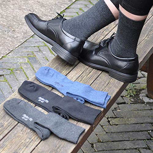 Image of Mens Classic Cotton Dress Socks Thin Lightweight for Office Business Non-binding Comfortable Casual Crew Socks Black 6 Pack