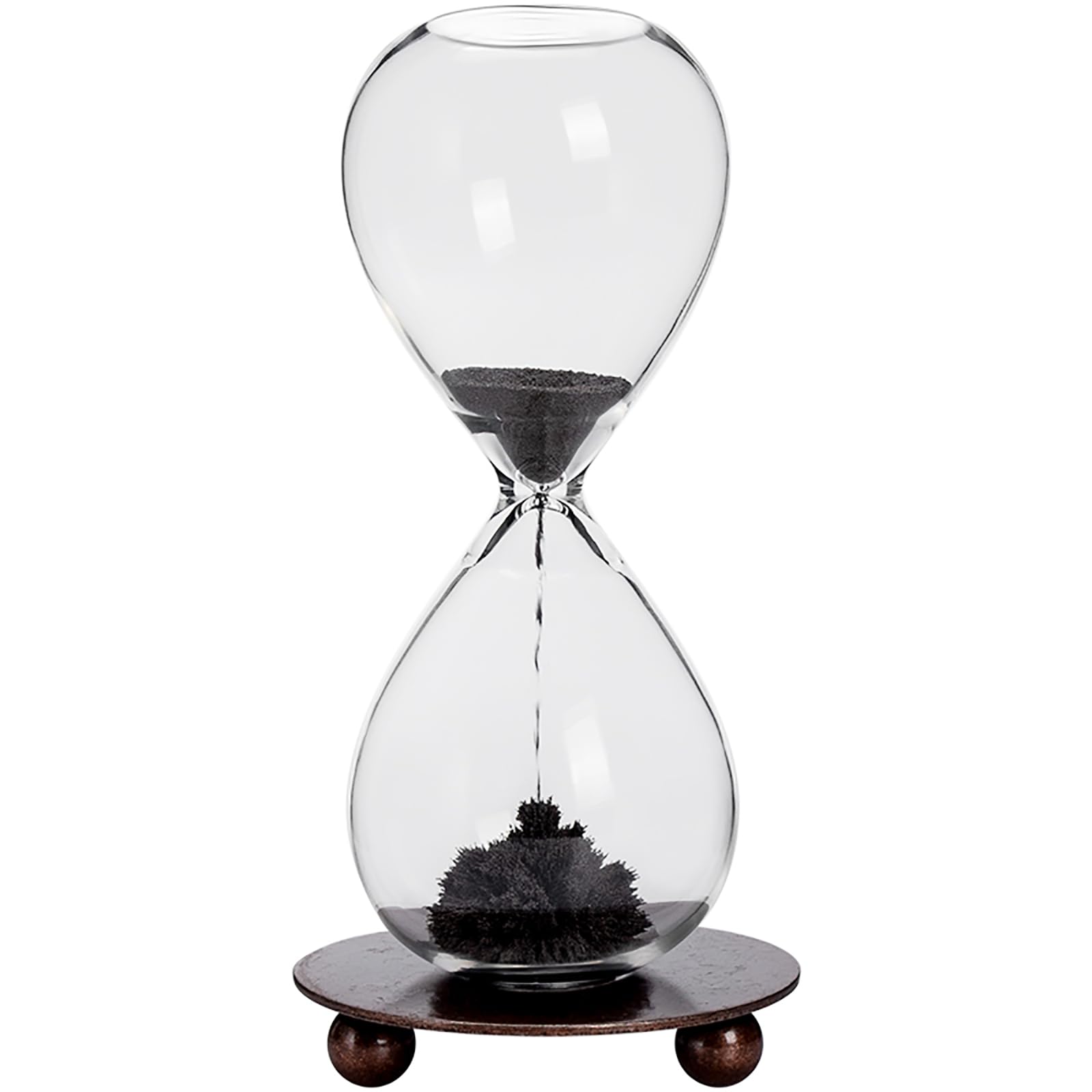 Sand Hourglass Timer, Decorative Sand Timer, Magnetic Hourglass with A Base for Desk Decoration Black,Iron base,L(Iron Base,L)