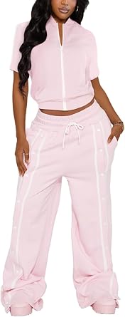 Yeshire Lounge Sets for Women Sweatsuit 2 Piece Outfits Zip-up Sweatshirt Wide Leg Sweatpant Tracksuit Matching Set