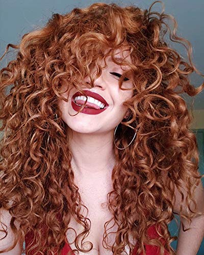 Imeya Brown Curly Wig Synthetic Lace Front Wigs For Women 24 Free Parting Medium Brown Heat Friendly Fiber Wig With Natural Hairline 150% Density Small Water Wave Hair Replacement Wig (24 Inches)