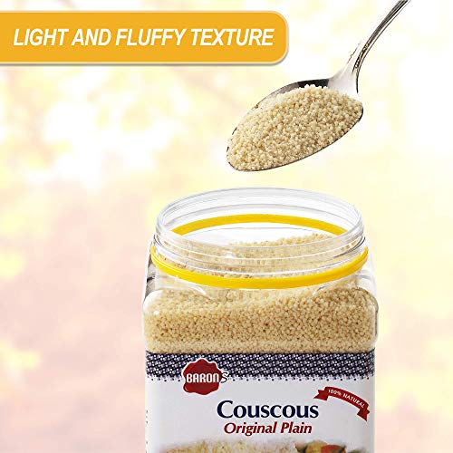 Baron’s Plain Traditional Original Couscous Pasta | 100% Natural Noodles For Salads, Soups, Stews & Side Dishes | Cooks In 6 Minutes! | Kosher | 2 Pack 26.45Oz Jars #TOP4