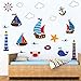 YFKSLAY Wandaufkleber Leuchtturm Segelboot Anker Dekorative Vinyls Nautische Kinder Wandaufkleber Zimmer Kinder Babys Schlafzimmer Wohnzimmer