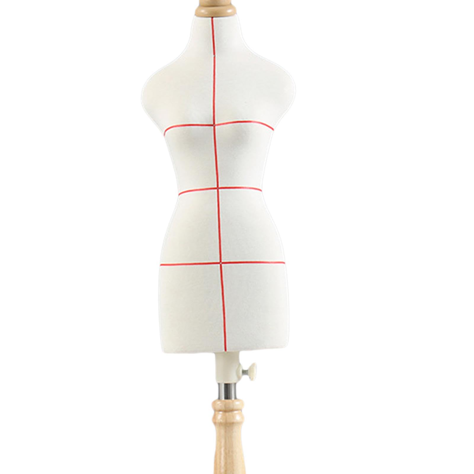 Miniatur Kleidungsform Weiblich Schneiderbüste Puppenmannequin Mini Dressform Körper mit Stabilem Holzfuß Zum Nähen für Puppenbekleidung Schaufenster, 46 cm mit Linie