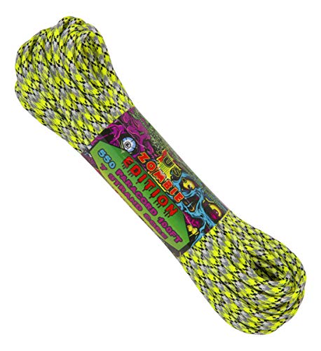 Atwood Rope MFG 550 Paracord 100 Feet 7-Strand Core Nylon Parachute Cord Outside Survival Gear Made in USA | Lanyards, Bracelets, Handle Wraps, Keychain (Infection)