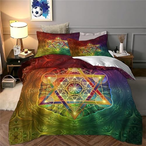 Housse de couette géométrie sacrée confort premium parure de lit 140x200 - 6