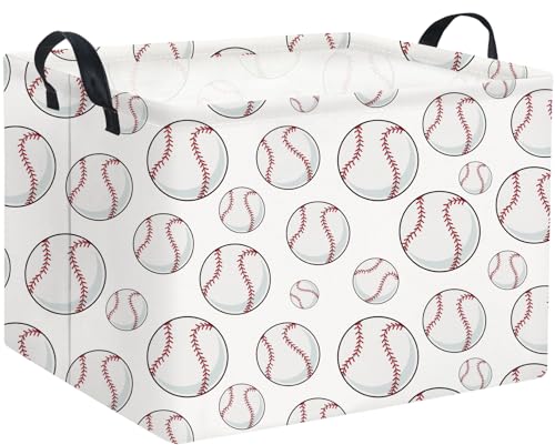 Image of Rectangular Baseball Basket Kids Baby Storage Basket Cute Kids Toy Storage Bin Organizer Shelf Book Sports Room Decor(Baseball)