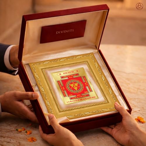 Image of DIVINITI Siddh Energised Kanakdhara Yantra | 24k Gold Plated Foil Prosperity Vastu Frame for Home, Office & Puja Room | Spiritual Yantra for Wealth, Prosperity & Abundance (12 X 11 CM)
