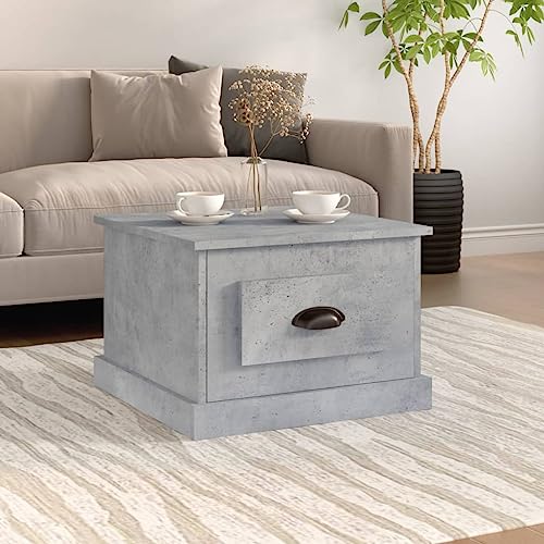Table Basse avec tiroir de rangement gris béton meuble de salon multifonction et robuste