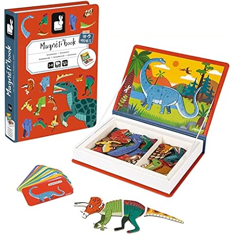 Janod - Magneti'Book Dinosaurs - 50-Part Educational Magnetic Game Teaches Fine Motor Skills and Imagination - Fsc Certified - Suitable for Ages 3 and Up, J02590 Cover