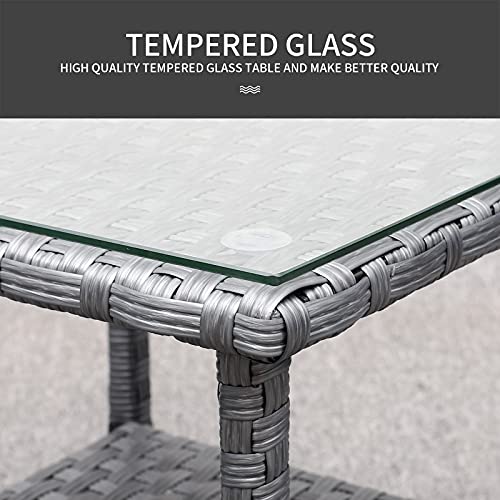 Outdoor-PE-Wicker-Side-Table-Patio-Rattan-Garden-Coffee-End-Square-Table-with-Glass-Top-Furniture-Grey Outdoor PE Wicker Side Table Patio Rattan Garden Coffee End Square Table with Glass Top Furniture Grey