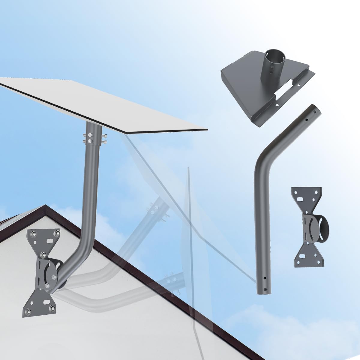 Gen 3 Mount for Starlink, Adjustable Starlink Mounting Kit Include Starlink Gen 3 Pipe & Adapter, Starlink Roof Mount/Starlink Wall Mount Compatible with V3 Starlink Standard Dish- Grey