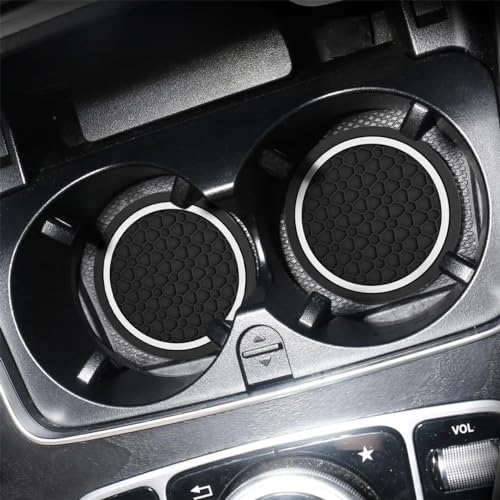 Image of Mandark 4PCS Car Cup Holder Coasters, 2.75 Inch Non-Slip Insert Water Bottle Holder Pads, Dustproof Automotive Interior Accessories Mat, Universal for Vehicles, Trucks, RVs and More(Black /White)