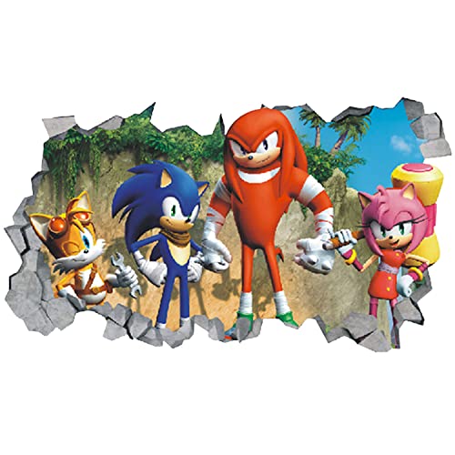 Personnage de Dessin animé Vinyll Stickers muraux Sonic Stickers muraux pour Chambre Playroom Wall Decor 3D Wallpaper 47x27cm