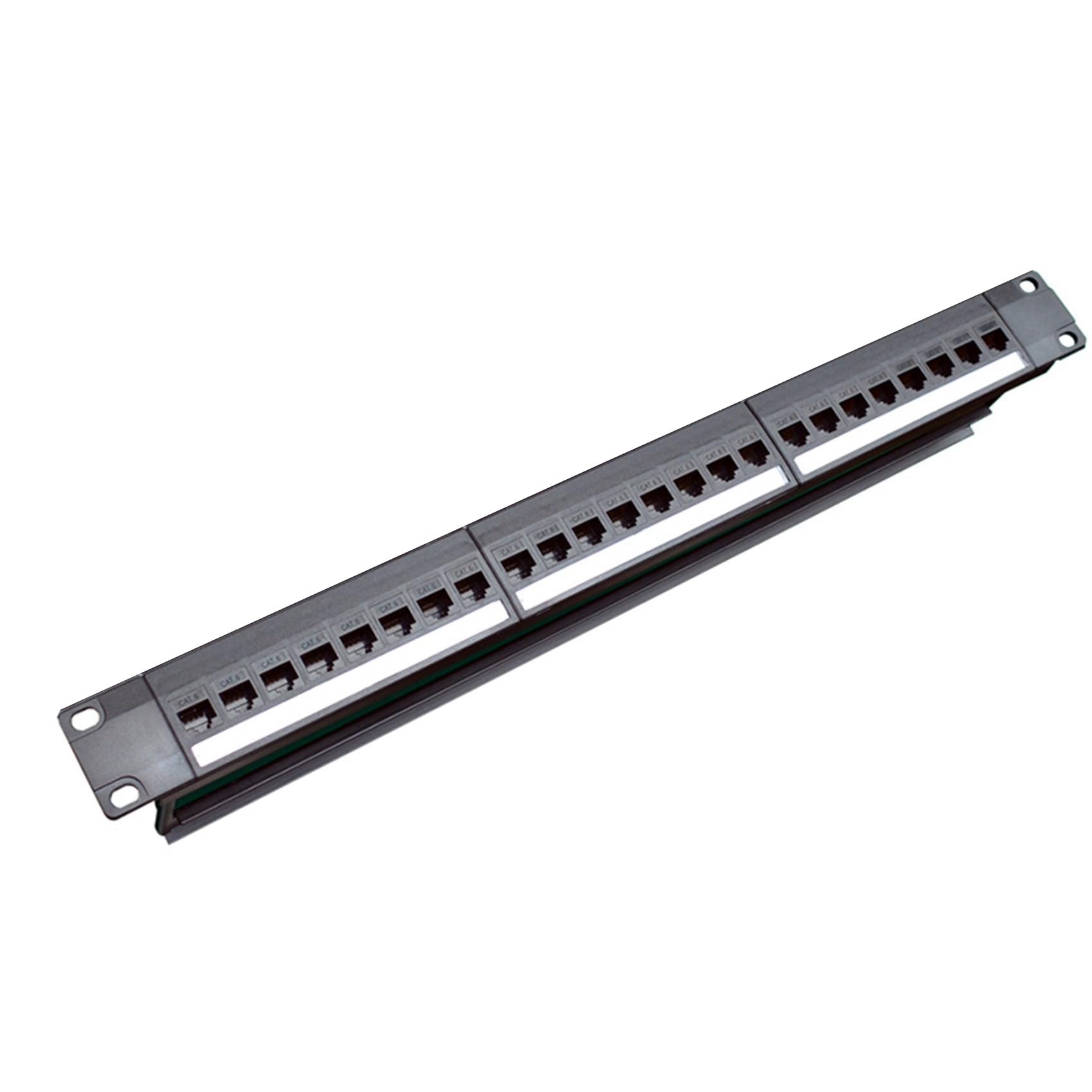 10pièces 19 Pouces 1U Armoire Rack Pass-Through 24 Ports CAT6 Panneau de Brassage Port de Contact RJ45 (Port de Contact RJ45) Cadre Modulaire