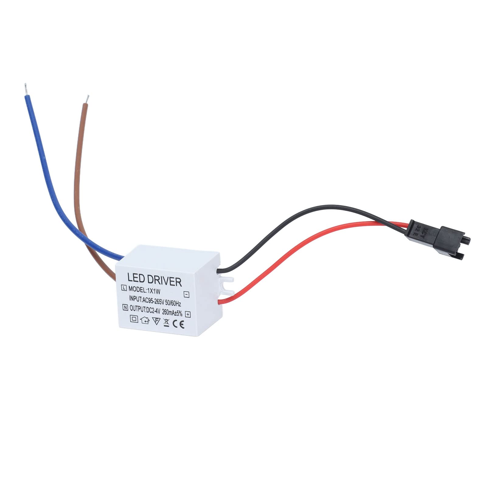 LED Driver(1x1w) AC95-265V 260mA (Constant Current Output) 2-4VDC Power Supply Driver Connector LED Lamp Transformer for LED Lamp Products (ABS Small Case)