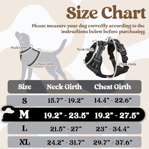 Rabbitgoo DGBDSCKK01MBK23CW-JPX Dog Harness Medium Sized, No Pull Pet Harness With 3 Buckles, Adjustable Soft Padded Dog Vest thumb #1
