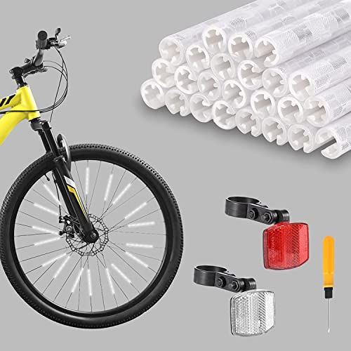 Réflecteurs de Rayons [48 pièces] - 360° Visibilité et Montage Facile - Catadioptres pour vélos, y Compris Réflecteur œil de Chat et Tournevis, pour Tous Les Rayons de vélo Standard Cover