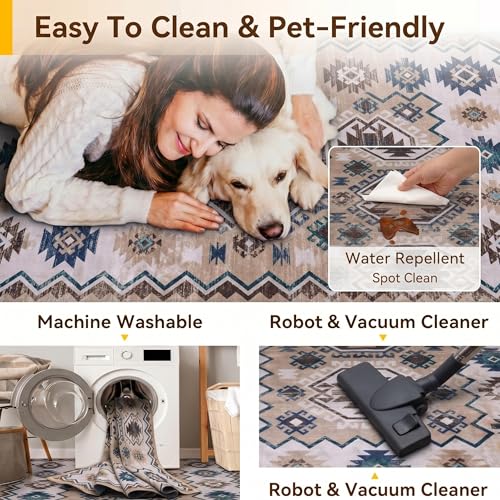 Image of Medallion Vintage Look Carpet for Living Room Bedroom Dining Room | Washable Area Rug with Non Slip TPR Backing | Modern Floor Carpet for Home(Design06-22x55 Inches)