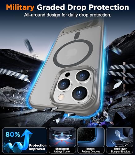 Image of Magnetic Compatible with iPhone 14 Pro Max Case, [Built-in Invisible Kickstand][Compatible with MagSafe] [Military Grade Shockproof] Slim Translucent Matte Phone Case for iPhone 14 Pro Max 6.7 inch