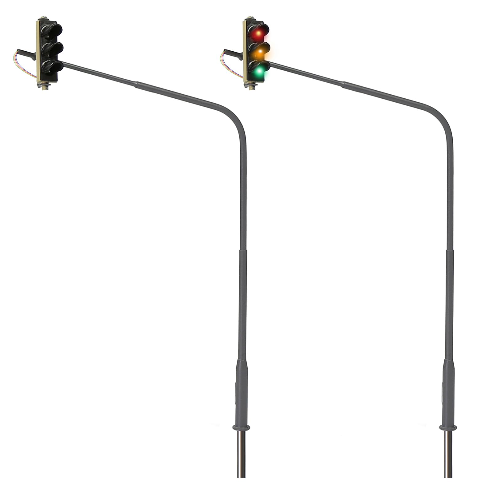 2pcs HO Scale 1:87 Traffic Signals City Motorway Crossing Right Lights Model Railway (3 LEDs)