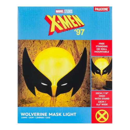 Paladone Wolverine Mask Light – Prodotto con licenza ufficiale Marvel, montaggio a parete o autoportante, lampada a forma di personaggio degli X-Men, alimentata a USB o a batteria, 12744