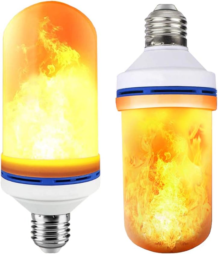 6W E26 LED Flame Effect Light Bulb - 4 Modes Fire Flickering Bulbs for Christmas Decoration Atmosphere Lighting (2 Pack)