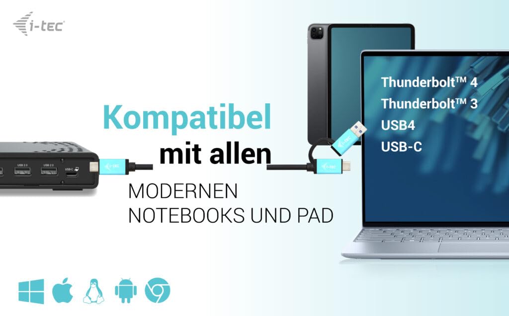 Estación de acoplamiento i-tec USB-C Triple Display Gen 2 100W 3x4K 7xUSB Ethernet Negro