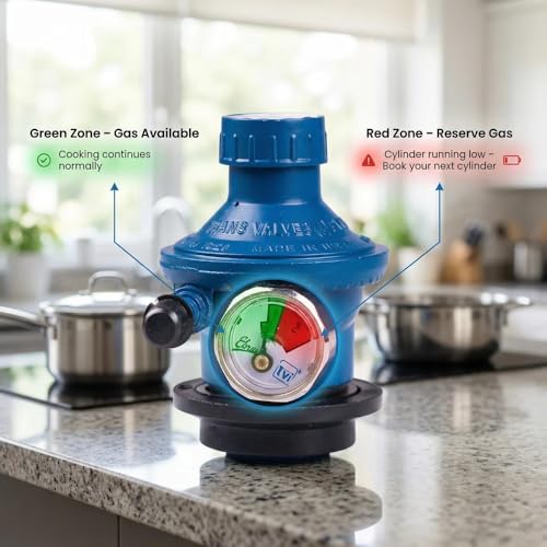 Image of INUS Kitchen Commercial Gas Saving Regulator, Fuel Efficient, Adjustable Flame & Gas Level Indicator, Imported Korean Zinc, Fire & Child Safe, Multipoint Holding, Commercial Use Only