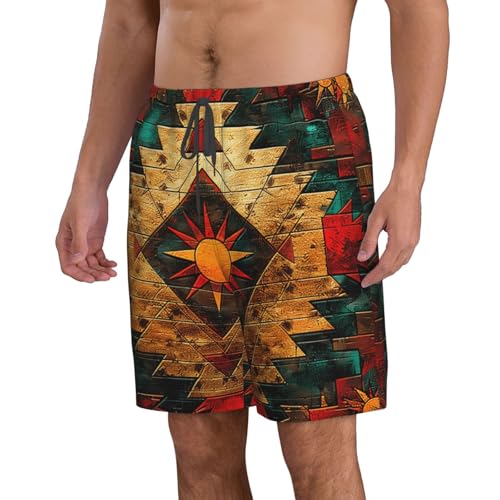 Native American Aztec Tribes Indian Geometric Men's Quick Dry Swim Trunks Surfing Beach Mesh Board Shorts2