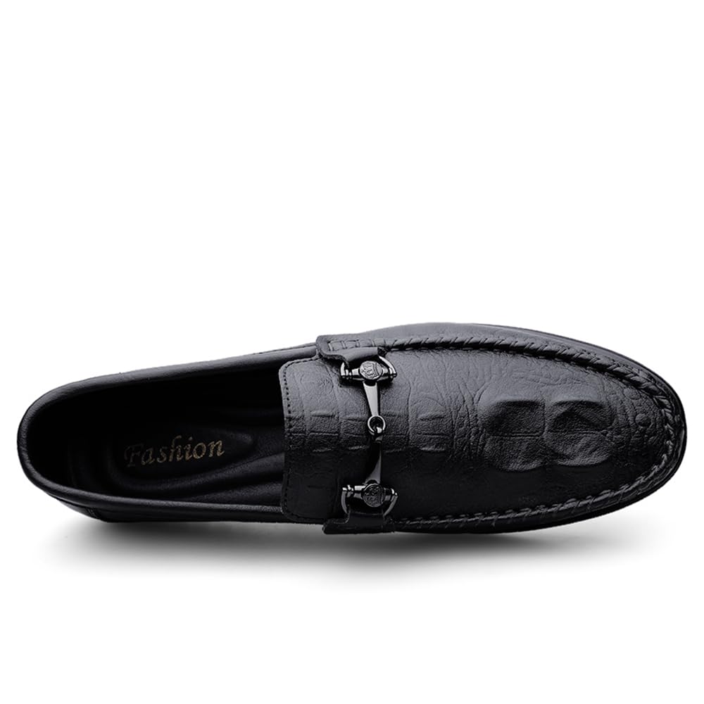 Mocasines de vestir de piel auténtica para hombre, mocasines casuales de moda para uso diario, Black, 38 2/3 EU