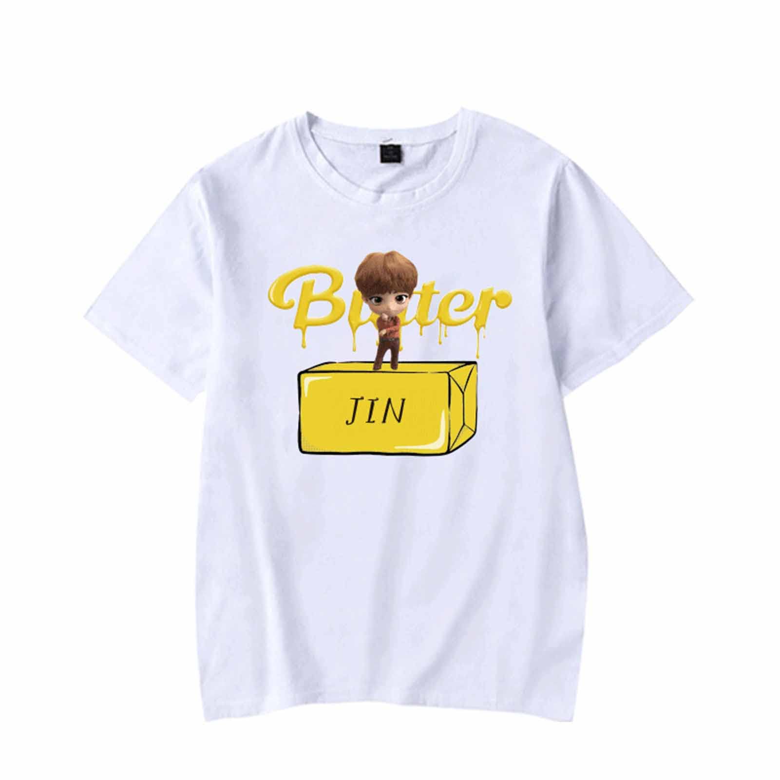 Album Butter Merch T-Shirt, Unisex K-pop Merchandise Cotton White Tee for Fans