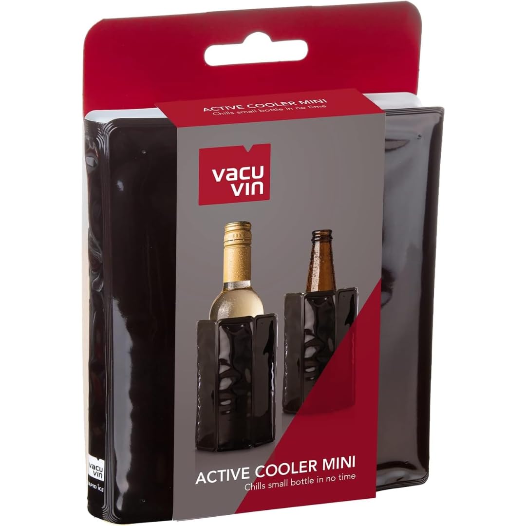 Vacu Vin Refroidisseur Actif Mini Noir - Refroidit Rapide, Maintient Température Basse - Polyvalent Bière et Vin