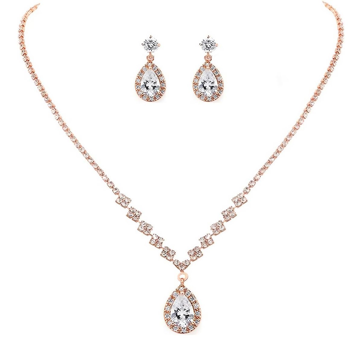 SANNIDHINecklace Set for Women Rhinestone Jewellery Set with Earrings Elegant Crystal Choker Necklace Drop Earrings Sets for Party Birthday Gifts for Girls, Women, Girlfriends, Wife