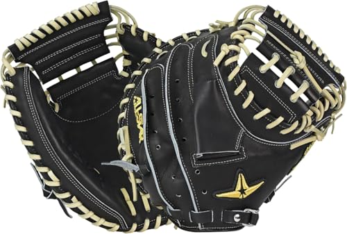 All-Star Pro Elite 34” Japan Series Catcher’s Mitt Premium Japanese Kip Leather Baseball Glove Pro Pattern Right Hand Throw Durable Elite Performance Gear (Black)