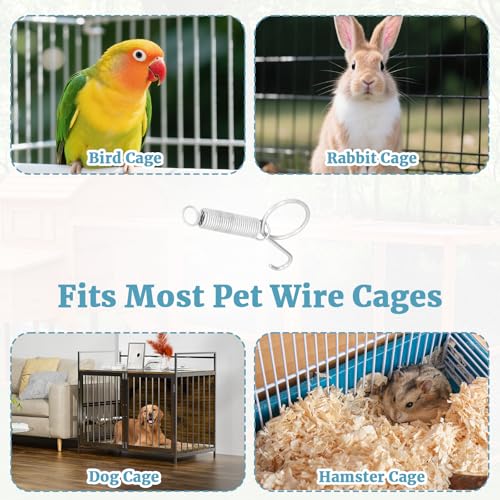 Image of 40 Pack Multi-Functional Metal Finger Spring Latch Hook for Rabbit Cage Door Dog Crate Lock Cat Door Latch for Fixing Small Animal, Rabbit, Dog, Parrot, Guinea Pig,Squirrel