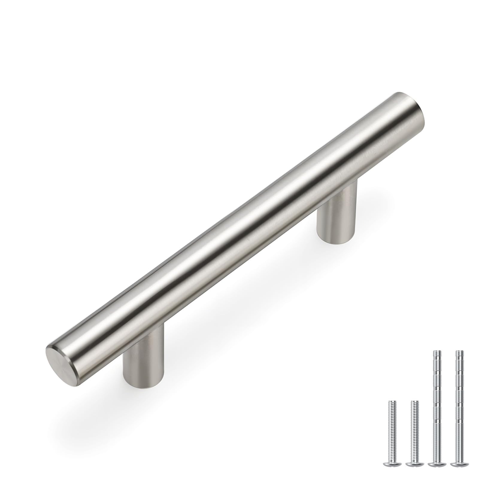 Homdiy 2-1/2 Inch Brushed Nickel Cabinet Handles - 50 Pack Kitchen Pulls, Square Hardware for Cabinets and Cupboards