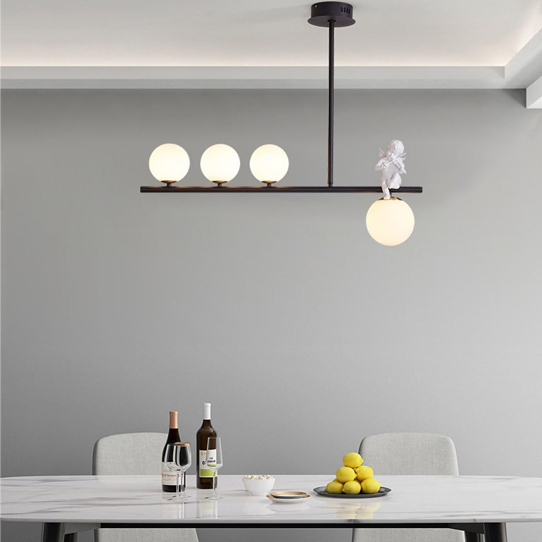 ISCBAFYX Żyrandol restauracyjny w stylu nordyckim, trzygłowicowe lampy stołowe, minimalistyczne lampy barowe w pokoju, luksusowe lampy, złoto, 4 głowice