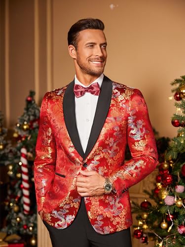 COOFANDY Men's Floral Tuxedo Jacket Luxury Embroidered Stylish Suit Blazer Jacket for Wedding Party Dinner4