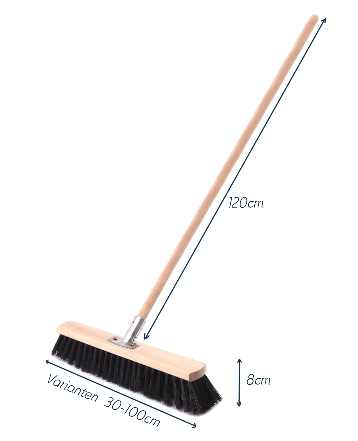 Miotła uliczna zestaw 2 szt. – miotła 1000 mm + trzonek 120 cm – miotła z drewnianym trzonkiem i miękkim włosiem – szczotka zewnętrzna do podwórza, warsztatu i garażu – szczotka do drobnych