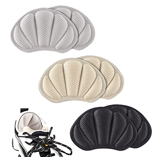 (6 Pieces)Mesh Breathable Soft Heel Grips for Women/Men, Anti Slip for Shoes Too Big, Loose Heels, Prevent Rubbing/Blisters/Slip Out Heel Cushions,Heel Inserts Pads,Self-Adhesive Heel Protector Pads