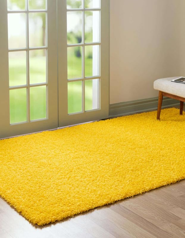 Image of SAGON Anti-Skid Shaggy Carpet Rug for Home | Ultra-Soft Plush Floor Mat for Living Room & Bedroom | Non-Slip, High-Density, Cozy Luxury Decor| 6 x 9 Feet Yellow