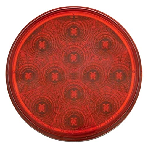 Image of United Pacific 63704 Mud Flap Hanger, Mud Flap Plate, Top, Stainless, with Three 12 LED 4 inch Lights & Grommets, Red LED /Red Lens